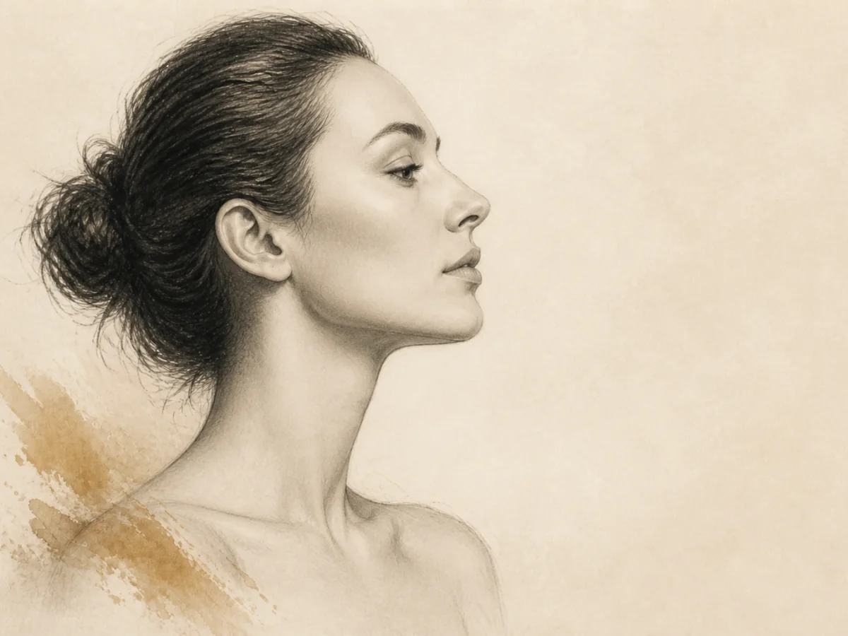 Editorial illustration highlighting the facial area associated with Chin Augmentation