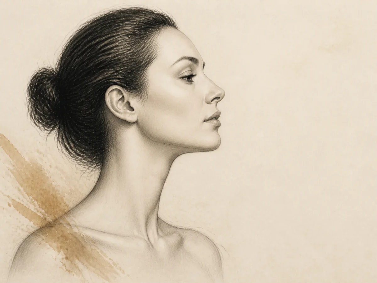 Editorial illustration highlighting the facial area associated with Chin Liposuction