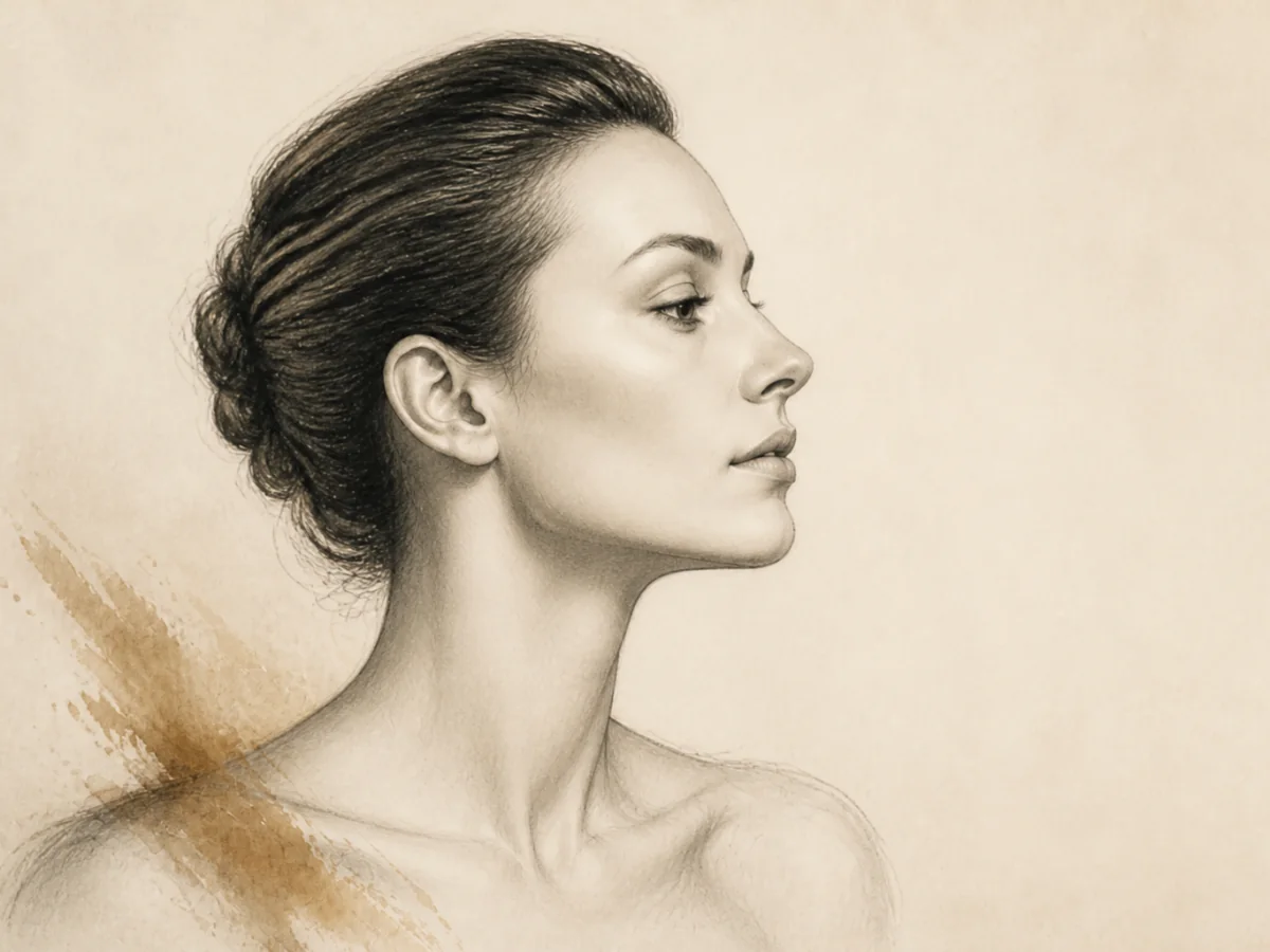 Editorial illustration highlighting the facial area associated with Forehead Reduction