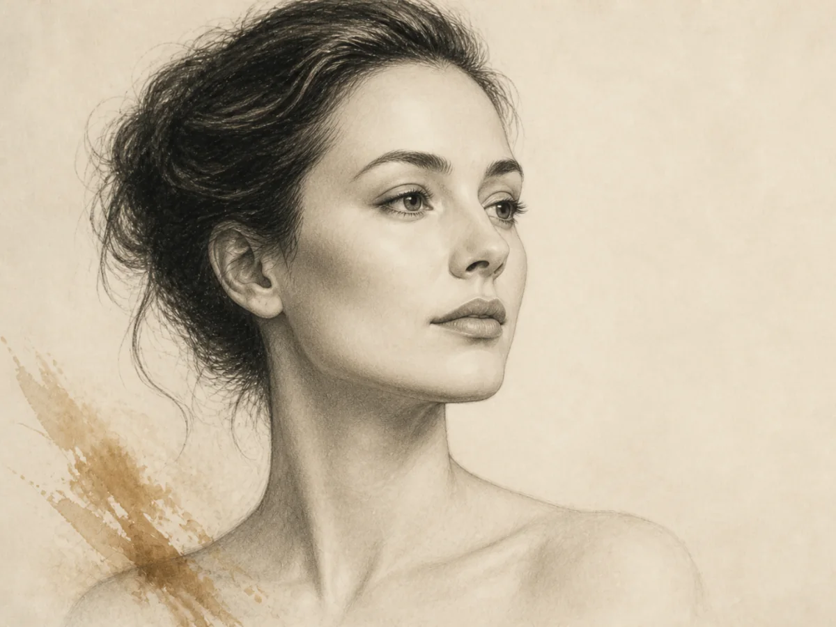 Editorial illustration highlighting the facial area associated with Lip Lift