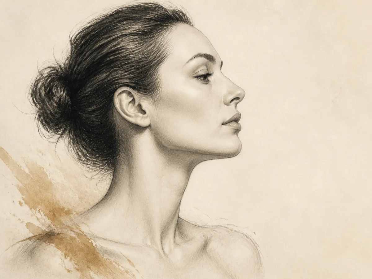 Editorial illustration highlighting the facial area associated with Neck Lift