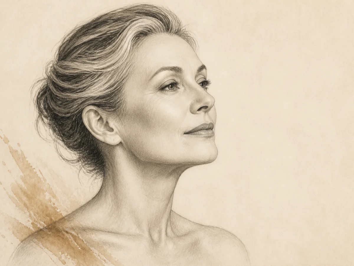 Editorial illustration highlighting the facial area associated with Post Weight Loss Facial Contouring