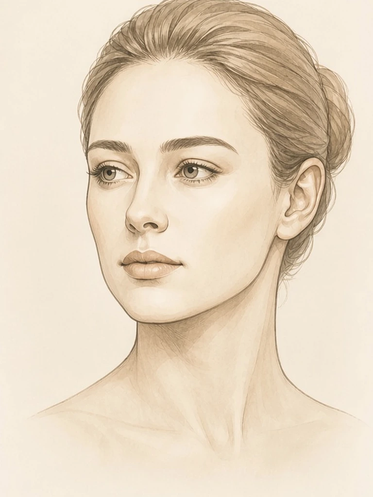 Female illustrative portrait before brow lift