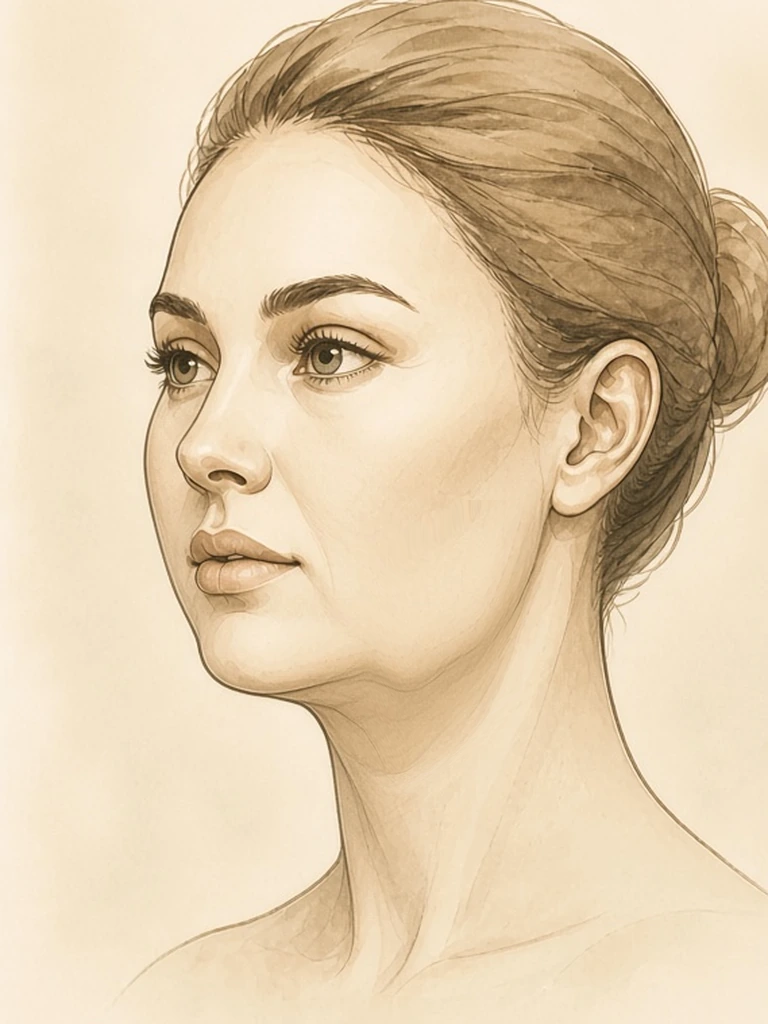 Female illustrative portrait before buccal fat removal