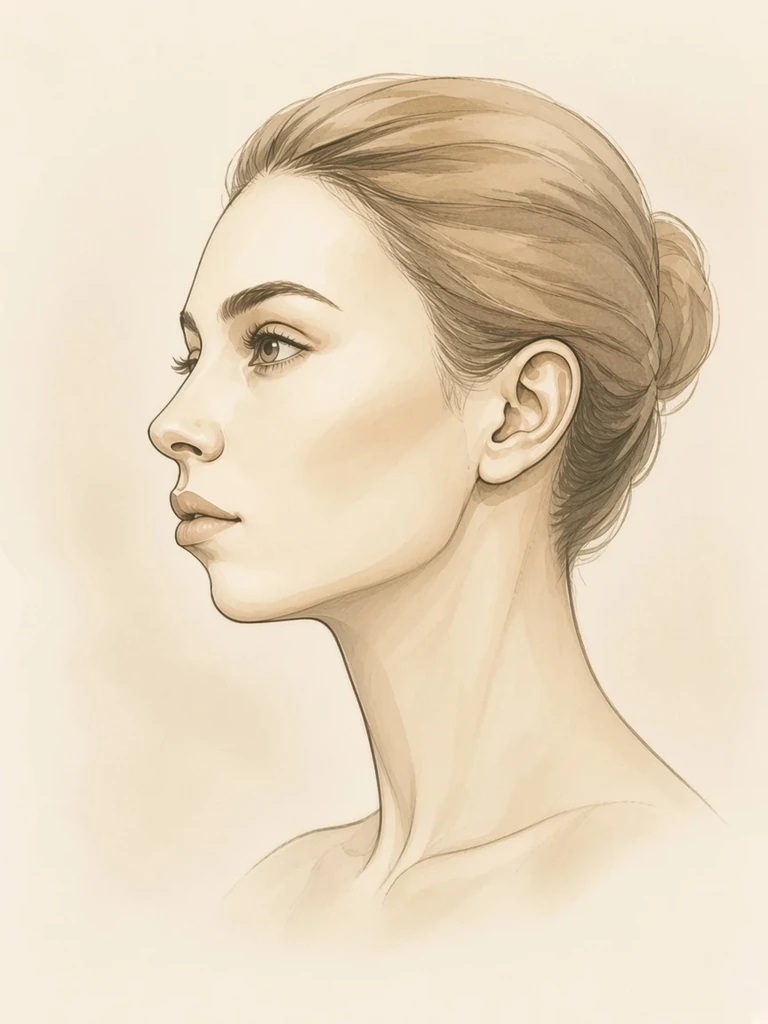 Female illustrative portrait before chin augmentation