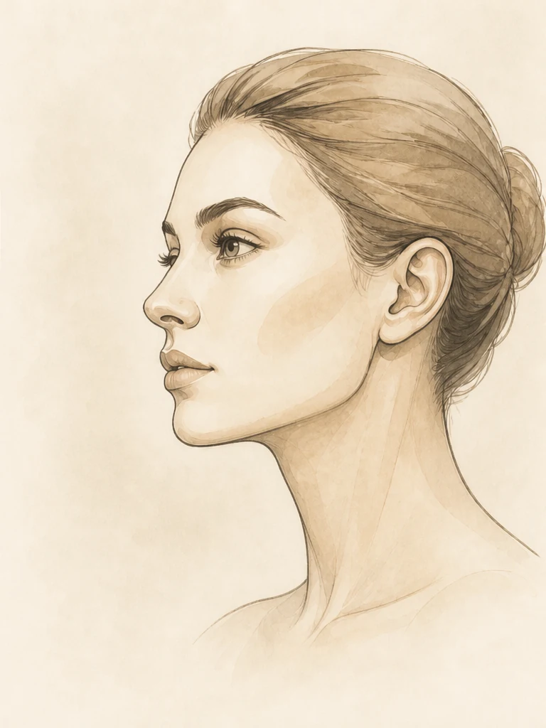 Female illustrative profile showing refined submental fullness after chin liposuction