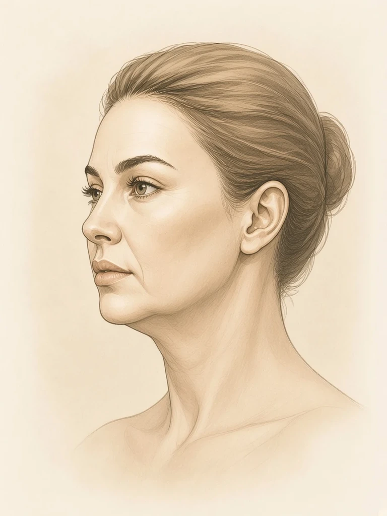 Female illustrative portrait before facelift surgery