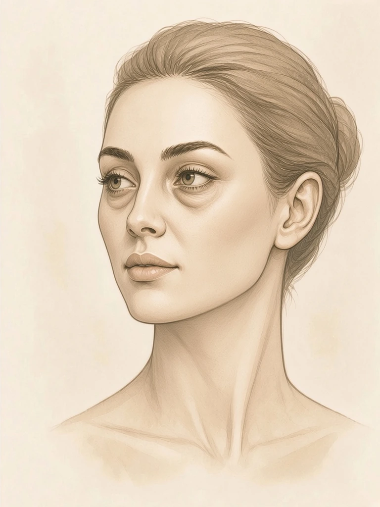 Female illustrative portrait before facial fat transfer