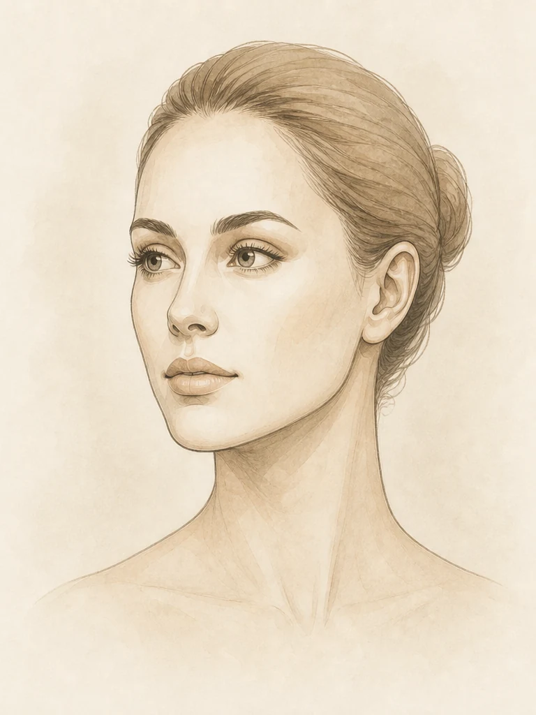 Female illustrative portrait showing the intended proportional change after forehead reduction