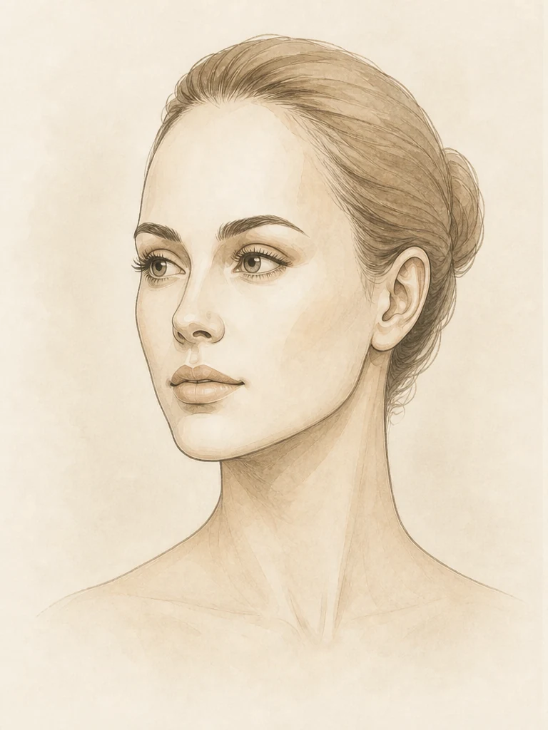 Female illustrative portrait before forehead reduction