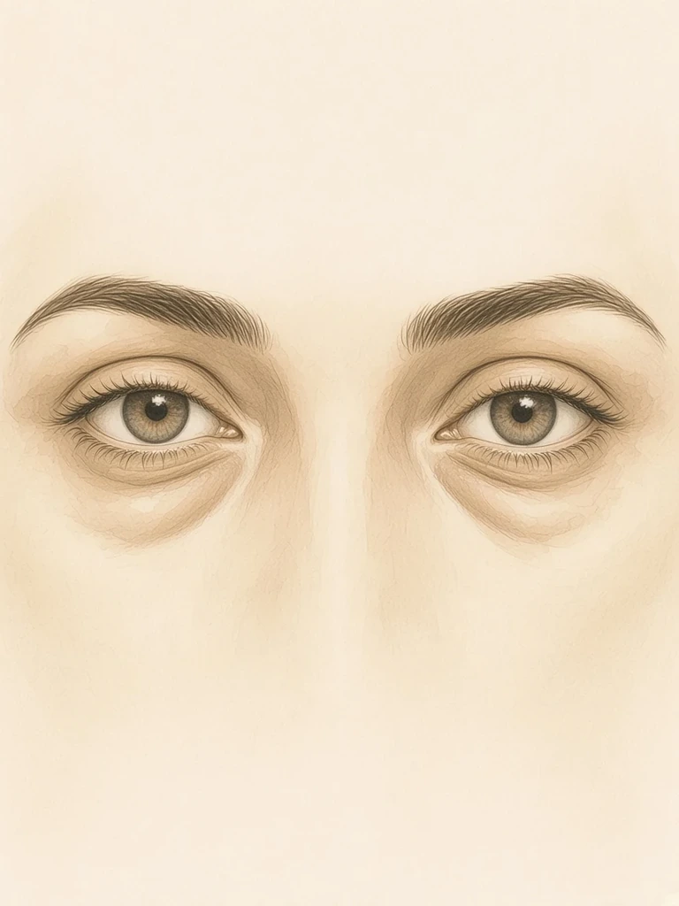 Female illustrative portrait before lower blepharoplasty