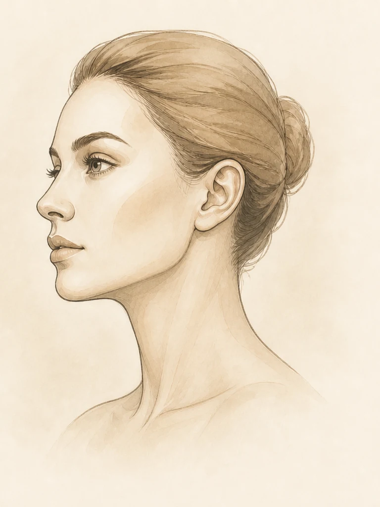Female illustrative profile showing a cleaner jaw-neck angle after neck lift
