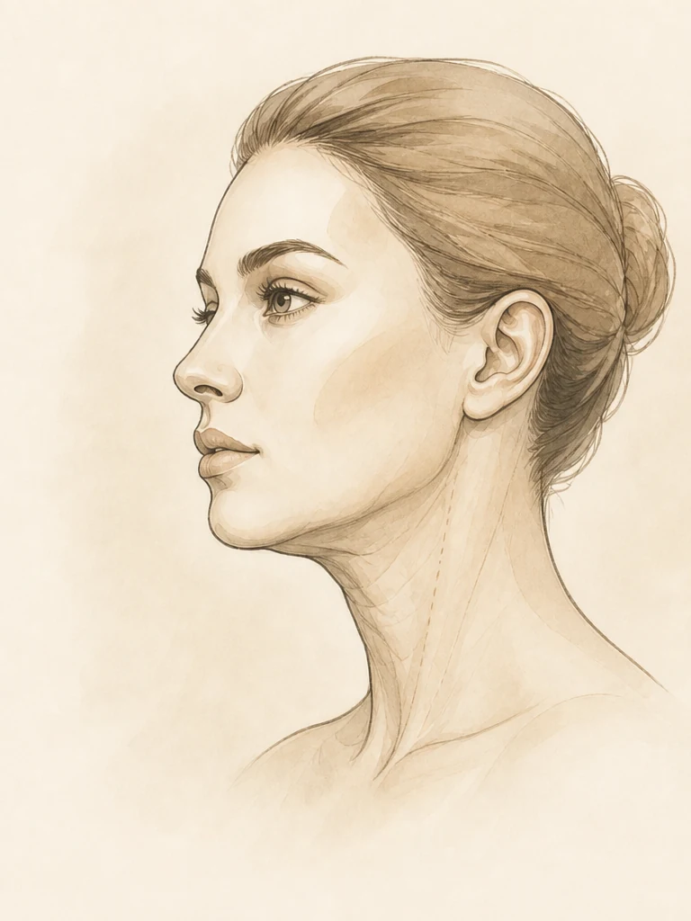 Female illustrative portrait before neck lift