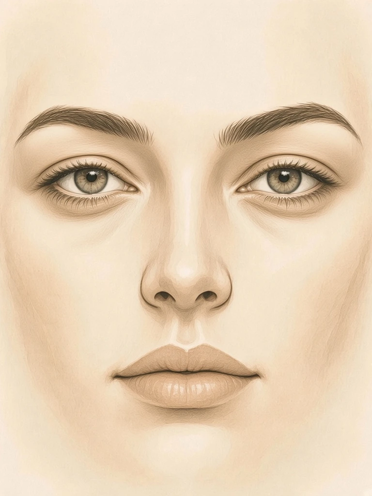 Female illustrative portrait before upper blepharoplasty